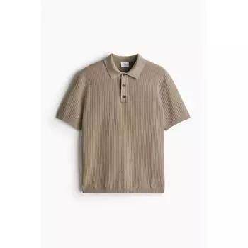 Рубашка поло HM Regular Fit Textured Knit, серая XS