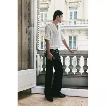 Рубашка поло HM Rib Knit свободного кроя, белая S