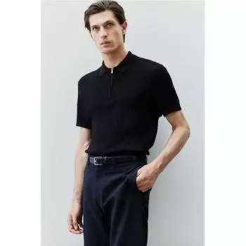 Рубашка-поло HM slim Fit Cable Knit, черная S