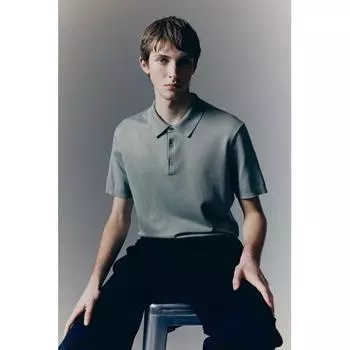 Рубашка поло HM slim Fit, цвет зеленый XS