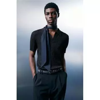 Рубашка поло HM slim fit Glitter, черная S