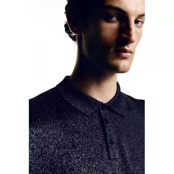 Рубашка-поло HM slim Fit Glitter Fine Knit, черная S