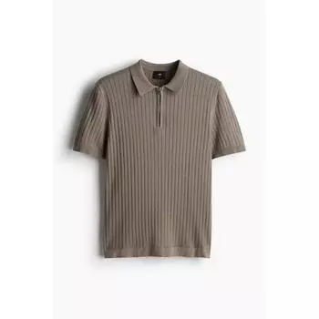 Рубашка-поло HM slim Fit из трикотажного полотна темно-бежевого цвета XS