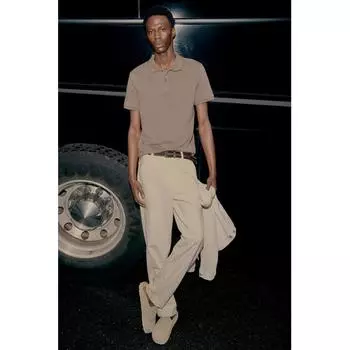 Рубашка поло HM slim fit коричневая XS