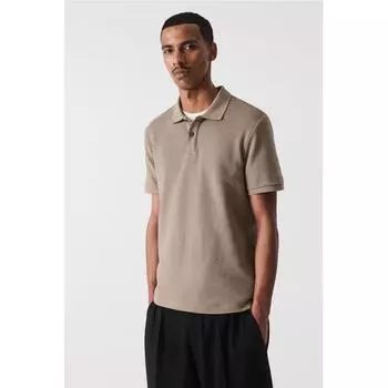 Рубашка поло HM slim Fit темно-бежевого цвета XS