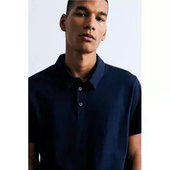Рубашка поло HM slim fit темно-синего цвета XS