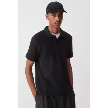 Рубашка поло HM slim fit темно-синего цвета XS