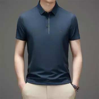 Рубашка ПОЛО из бесшовного шелка без железа, универсальная, высококачественная, свободная, тонкая, крутая футболка с короткими рукавами, модная M