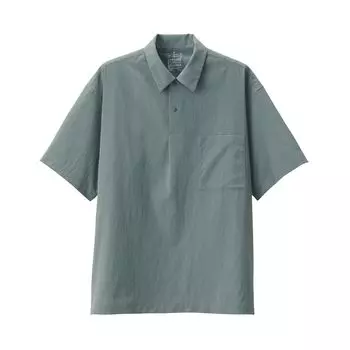 Рубашка поло из дышащей эластичной ткани с коротким рукавом MUJI AC1WDA4S дымчато-зеленого цвета XS для мужчин для мужчин для мужчин