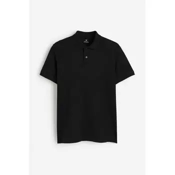 Рубашка поло из пике HM Regular Fit, черная