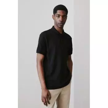 Рубашка поло из пике HM Regular Fit, черная XS