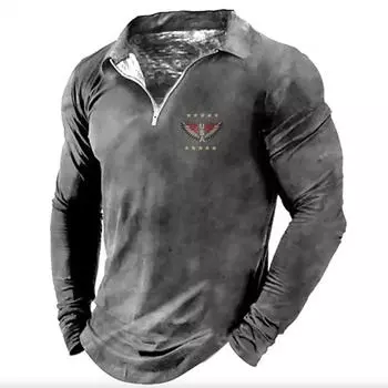 Рубашка-поло из серии Retro Fashion Street Style, облегающая повседневная спортивная мужская рубашка-поло с принтом. S