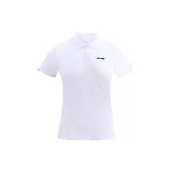 Рубашка поло Li Ning Feather Series, однотонная, быстросохнущая, с коротким рукавом, женские топы, стандартный белый цвет APLR126-1 S