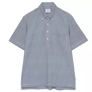 Рубашка поло McIntosh Philosophy Trotter Button Down с узором Kanoko, вариация H1M77328, темно-синяя, узор «гусиная лапка» 28, размер 42