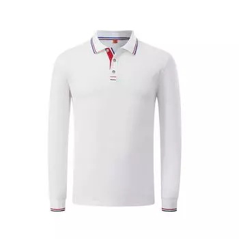 Рубашка ПОЛО Мужская и женская рабочая одежда Футболка с длинными рукавами Однотонная хлопковая футболка с лацканами Однотонная футболка весна и осень S белый