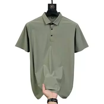 Рубашка-поло Мужская летняя мужская футболка Мужская из ледяного шелка Бесшовная деловая повседневная с короткими рукавами XXXXXL