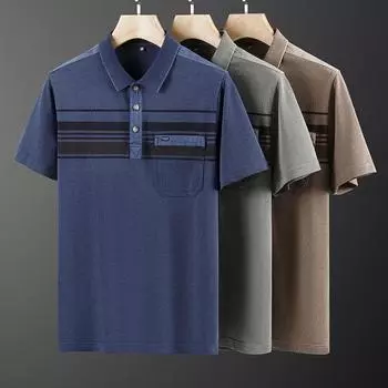Рубашка поло, мужская летняя новая полосатая футболка с короткими рукавами, повседневный модный хлопковый мужской топ для молодежи и среднего возраста M