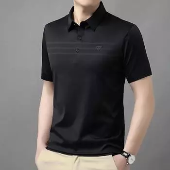 Рубашка поло мужская летняя с лацканами для среднего возраста, модная повседневная футболка с короткими рукавами, фирменный топ с короткими рукавами для папы M