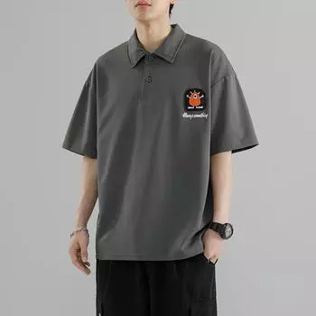 Рубашка-поло, мужская весенняя тенденция, мужская свободная повседневная одежда, универсальный лацкан, модная мужская куртка-топ с короткими рукавами S