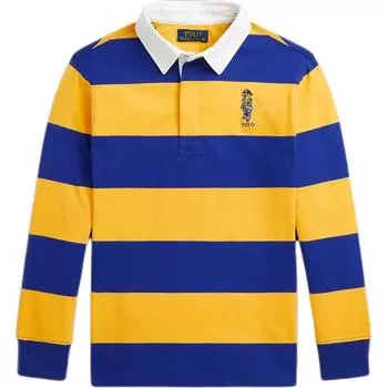 Рубашка поло Polo Ralph Lauren FW24 с полосатым рисунком животных, детские топы с длинными рукавами, желто-синие CWPOKNIY8021221-999 M