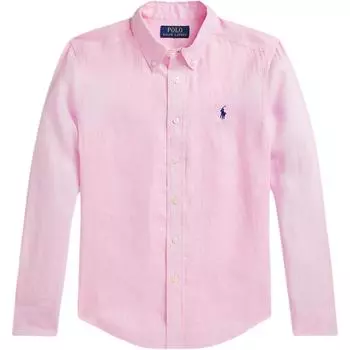 Рубашка Polo Ralph Lauren с воротником на пуговицах и вышивкой, длинный рукав, детская, розовая 323967600-002 M