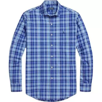 Рубашка Polo Ralph Lauren с вышитым логотипом в клетку на пуговицах с длинным рукавом, мужские рубашки синего цвета MNPOWOV16823322-999 XL