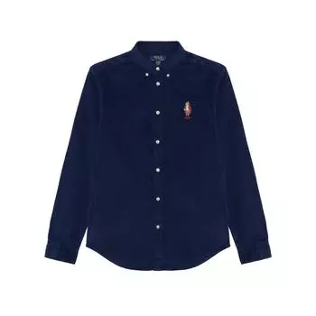 Рубашка Polo Ralph Lauren с вышитым узором, на пуговицах, с длинным рукавом, темно-синие детские топы CWPOWOVY6820513-410 L