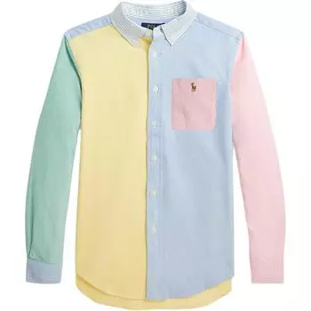 Рубашка Polo Ralph Lauren с вышивкой маленького пони, цветная, однобортная, с длинным рукавом, детская, многоцветная 323926248-001 XL