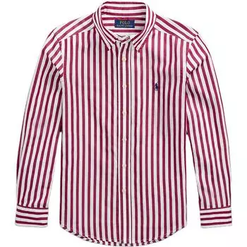Рубашка Polo Ralph Lauren Ss24 с вышитым логотипом в полоску, повседневная, с длинным рукавом, для детей, белая CWPOWOVY6820509-600 L