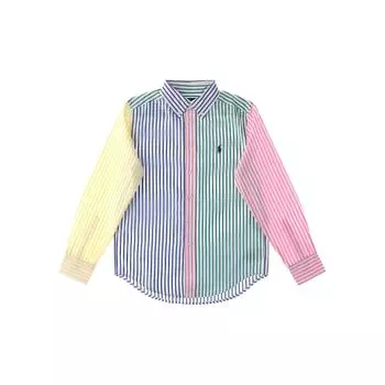 Рубашка Polo Ralph Lauren Ss24 в полоску, приталенная, с пуговицами, с длинным рукавом, детские рубашки, многоцветная 323934849-001 L