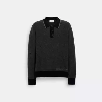 Рубашка-поло с длинными рукавами Coach Knit темно-серого цвета