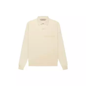 Рубашка-поло с длинными рукавами Fear of God Essentials, топы унисекс, овсяно-белый FOG-FW22-054 S
