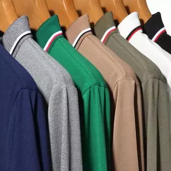 Рубашка поло с длинными рукавами, весна и осень, новые мужские свободные топы для пап среднего возраста, мужская повседневная футболка с лацканами M