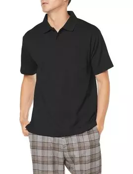 Рубашка поло с коротким рукавом, черная 5XL [Bead Beam] APP-260 чёрный