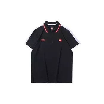 Рубашка поло с коротким рукавом Li Ning Paris Fashion Week, мужские рубашки поло, стандартная, черного цвета APLQ085-2 M