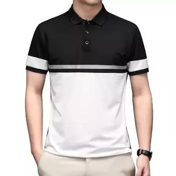 Рубашка поло с коротким рукавом Мужская лацкановая футболка Половина рукава Тонкий бизнес Повседневная топ-футболка L