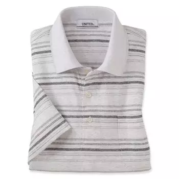 рубашка-поло с текстурированной сделано для мужчин [UNITED] Короткий рукав, кайма, Япония, (M, кремовый)