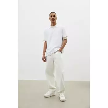 Рубашка-поло с застежкой-молнией HM, белая XS