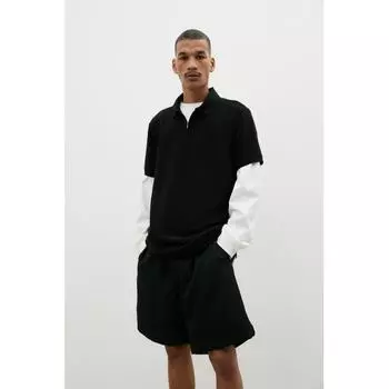 Рубашка поло с застежкой-молнией HM, черная XS