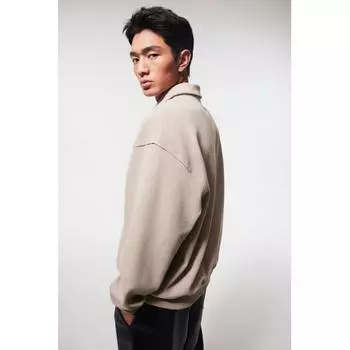 Рубашка поло свободного кроя HM бежевого цвета XS