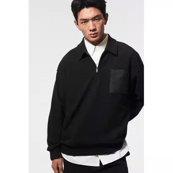 Рубашка поло свободного кроя HM, черная XS