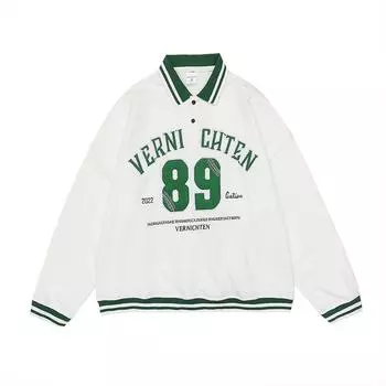 Рубашка поло, толстовки для женщин, весенняя студенческая женская рубашка поло с вышивкой букв, свободная пара с лацканами, бейсбольная форма