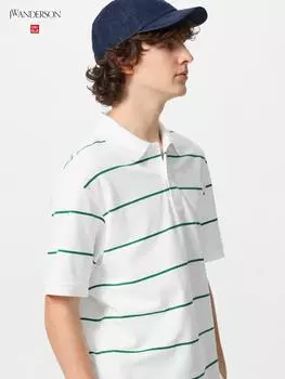 Рубашка-поло Uniqlo Dry Picket Stripe, стандартная 00 WHITE/UNISEX XL