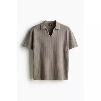 Рубашка поло в рубчик HM Regular Fit, серая