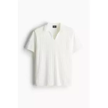 Рубашка поло в рубчик HM Regular Fit, белая