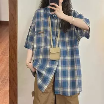 Рубашка-поло в стиле ретро унисекс с коротким рукавом и воротником-поло L синий