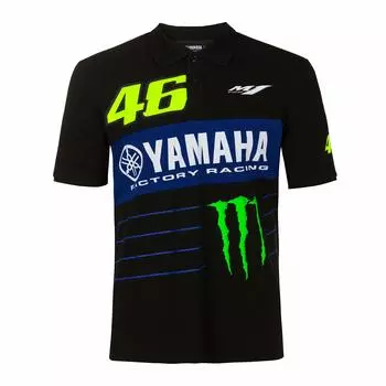 Рубашка поло Yamaha VR46 Valentino Rossi 46 Logo черная, размер L (Европа) Q5D-YSK-738-00L чёрный