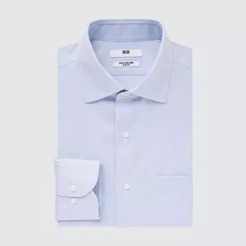 Рубашка приталенного кроя UNIQLO Super Non Iron Stripes с длинным рукавом и полушироким воротником
