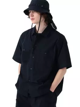 Рубашка Quick Dry Active с коротким рукавом, темно-синяя, размер L [Beams Heart], размер S/S, мужская тёмно-синий