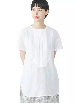 Рубашка рубашка с защипами БЕСПЛАТНО [Beams Heart] S/S женская OFF_WHT